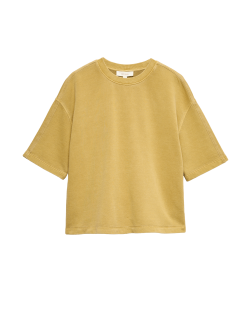 Pure Cotton Crew Neck Boxy Sweatshirt