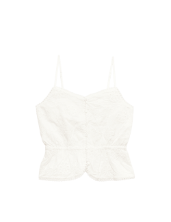 Pure Cotton Embroidered Cami Top (6-16 Yrs)