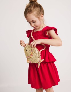 2dílný ginghamový outfit s řasením (2–8 let)