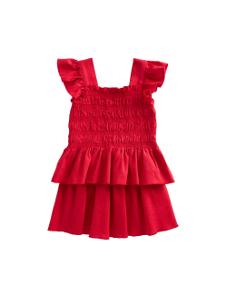 2dílný ginghamový outfit s řasením (2–8 let)