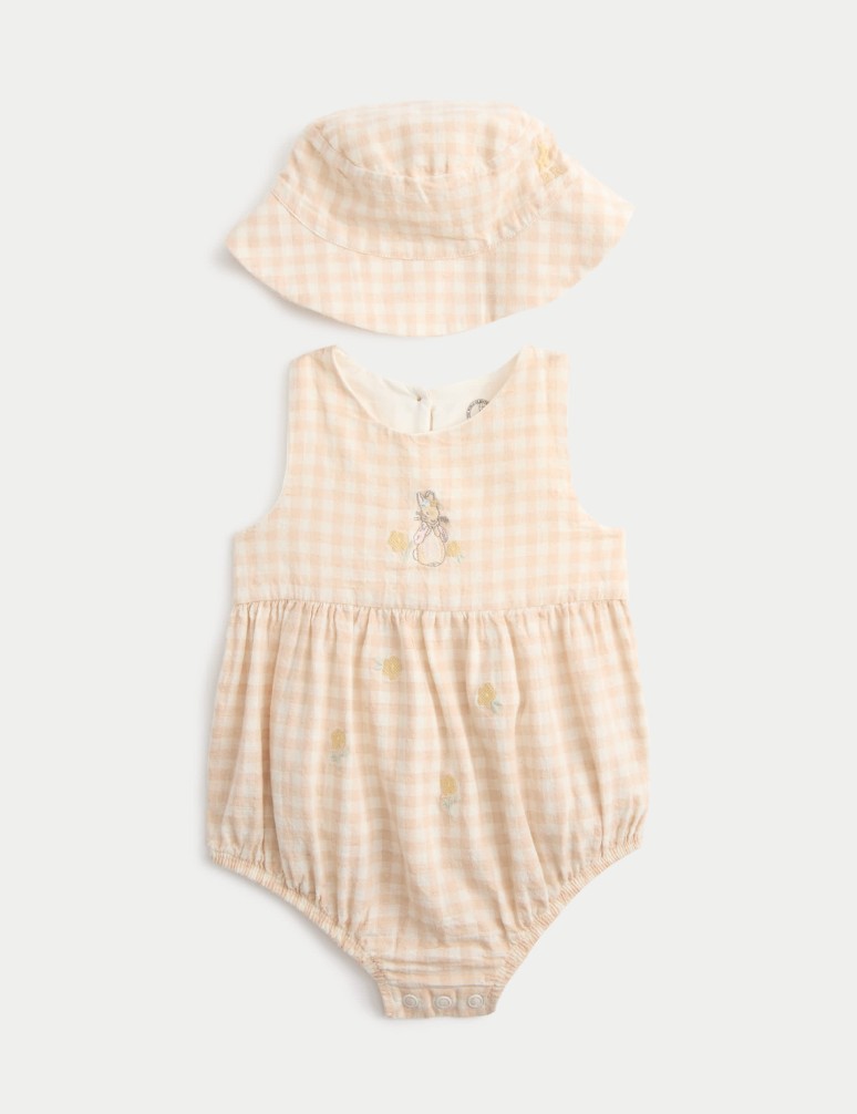 2 Piece Peter Rabbit™ Flopsy Checked Paddler with Hat (0-24 Mths)