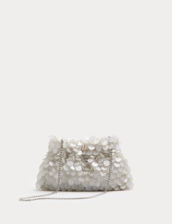 Pearl Disc Chain Strap Shoulder Bag