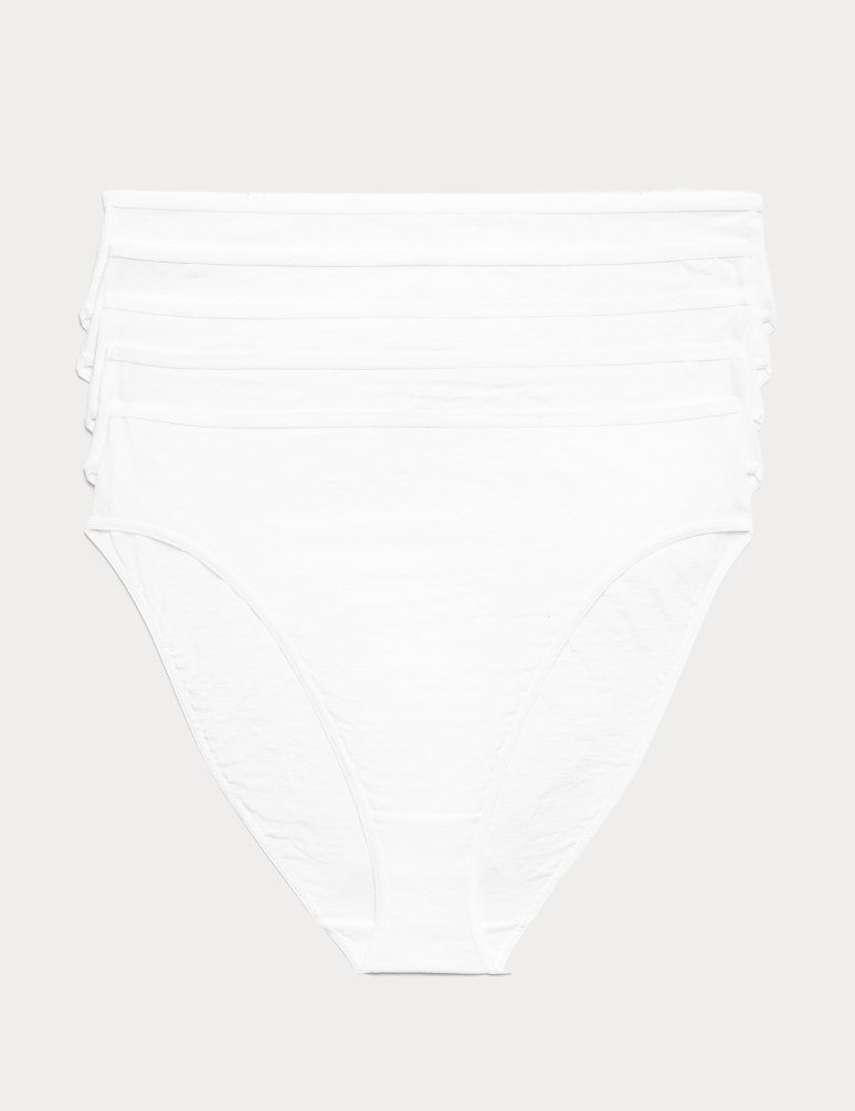 5pk Pure Cotton High Leg Knickers