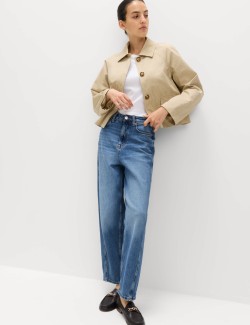High Waisted Carrot Leg Ankle Grazer Jeans