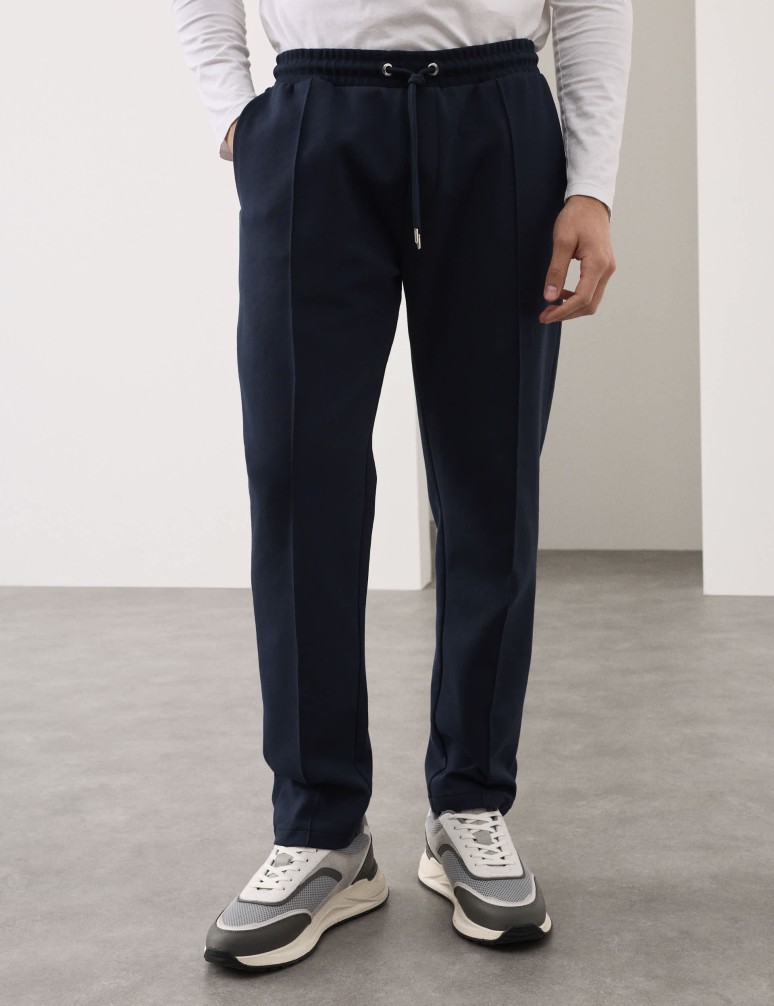 Cotton Rich Pintuck Straight Leg Joggers