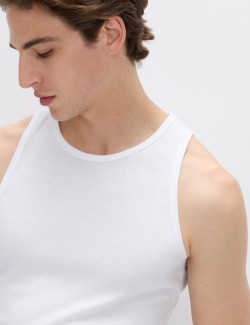 3pk Pure Cotton Sleeveless Vests