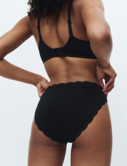 3pk Cotton & Lace High Leg Knickers