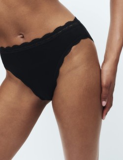 3pk Cotton & Lace High Leg Knickers