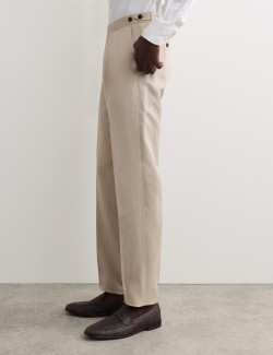 Tailored Fit Silk Linen Blend Trousers