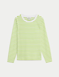 Pure Cotton Striped Crew Neck T-Shirt