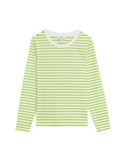 Pure Cotton Striped Crew Neck T-Shirt