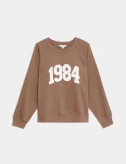 Pure Cotton Slogan Sweatshirt