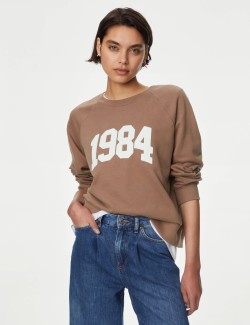 Pure Cotton Slogan Sweatshirt