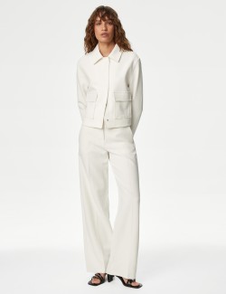 Twill Tailored Wide Leg Trousers