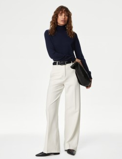 Twill Tailored Wide Leg Trousers