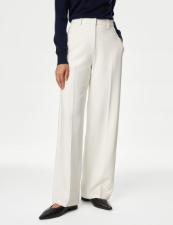 Twill Tailored Wide Leg Trousers