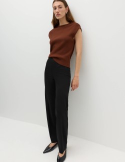 Jersey Straight Leg Trousers with Stretch