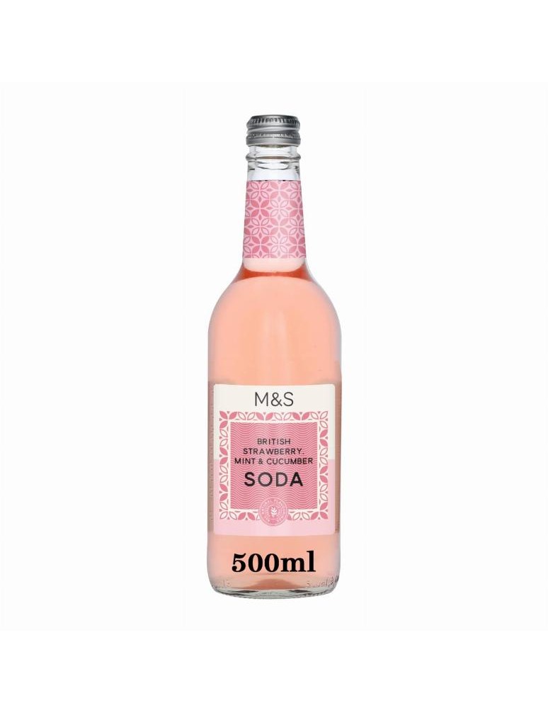 Pramenitá voda s jahodovou šťávou, extraktem z okurky a mátovým aroma, perlivá