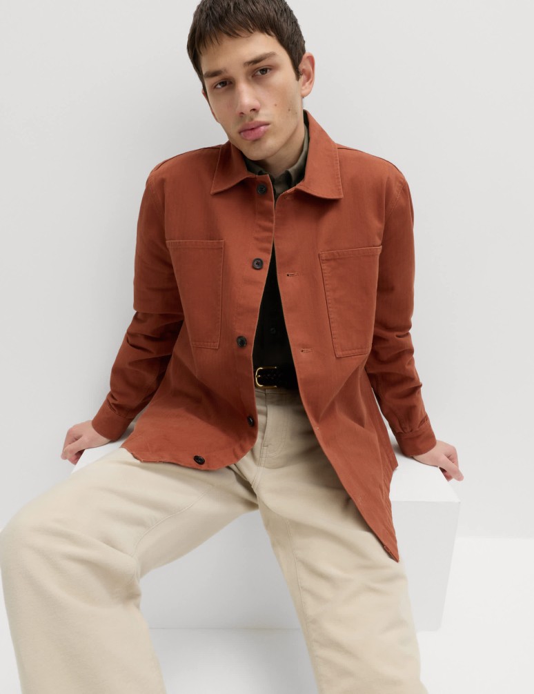 Pure Cotton Herringbone Overshirt​
