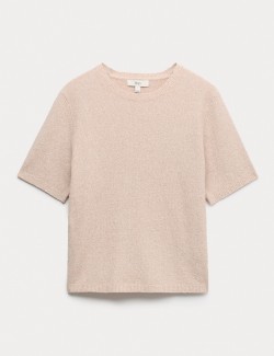 Cotton Rich Boucle Slim Fit Knitted Top