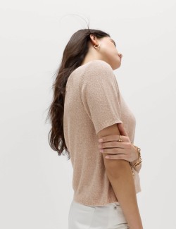 Cotton Rich Boucle Slim Fit Knitted Top