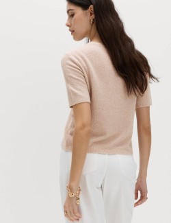 Cotton Rich Boucle Slim Fit Knitted Top