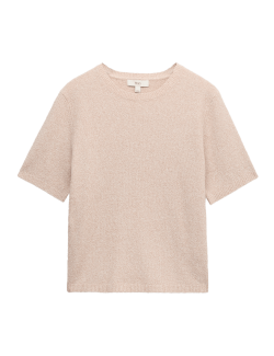 Cotton Rich Boucle Slim Fit Knitted Top