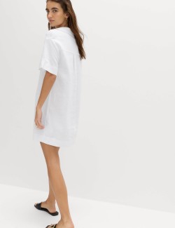 Linen Rich Collared Mini Shift Dress
