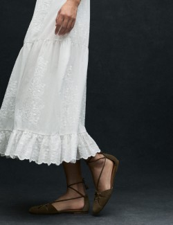 Cotton Blend Ruffle Midaxi Knitted Dress