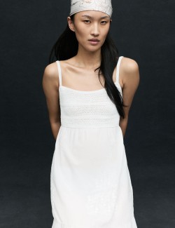Cotton Blend Ruffle Midaxi Knitted Dress