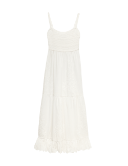 Cotton Blend Ruffle Midaxi Knitted Dress