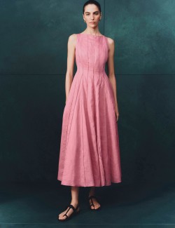 Pure Ramie Godet Waisted Maxi Dress