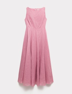 Pure Ramie Godet Waisted Maxi Dress