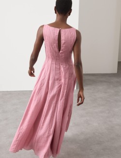 Pure Ramie Godet Waisted Maxi Dress