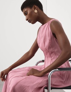 Pure Ramie Godet Waisted Maxi Dress