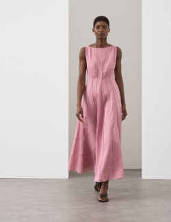 Pure Ramie Godet Waisted Maxi Dress