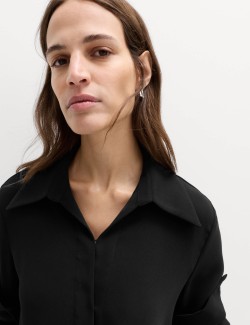 Collared Drape Wrap Shirt
