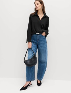 Collared Drape Wrap Shirt