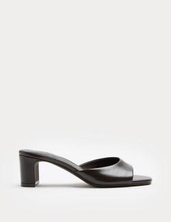 Block Heel Peep Toe Mules