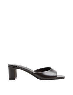 Block Heel Peep Toe Mules