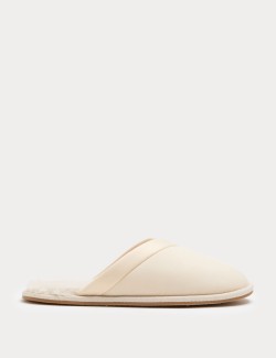 Asymmetric Faux Fur Lined Mule Slippers