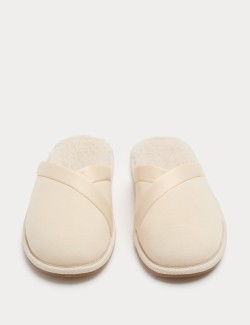 Asymmetric Faux Fur Lined Mule Slippers