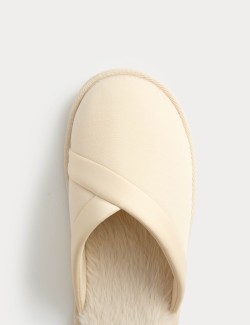 Asymmetric Faux Fur Lined Mule Slippers