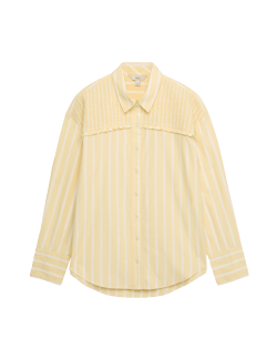 Pure Cotton Shirred Striped Shirt