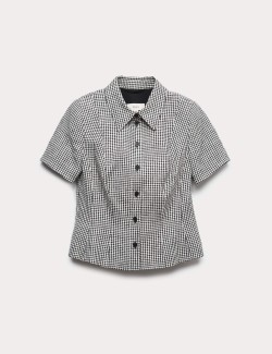 Pure Linen Tailored Checked Collared Jacket