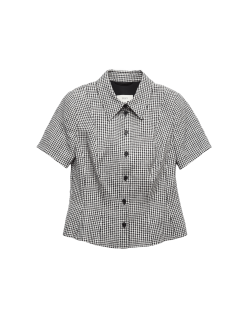 Pure Linen Tailored Checked Collared Jacket