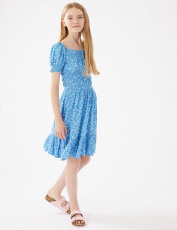 Floral Shirred Dress (6-16...
