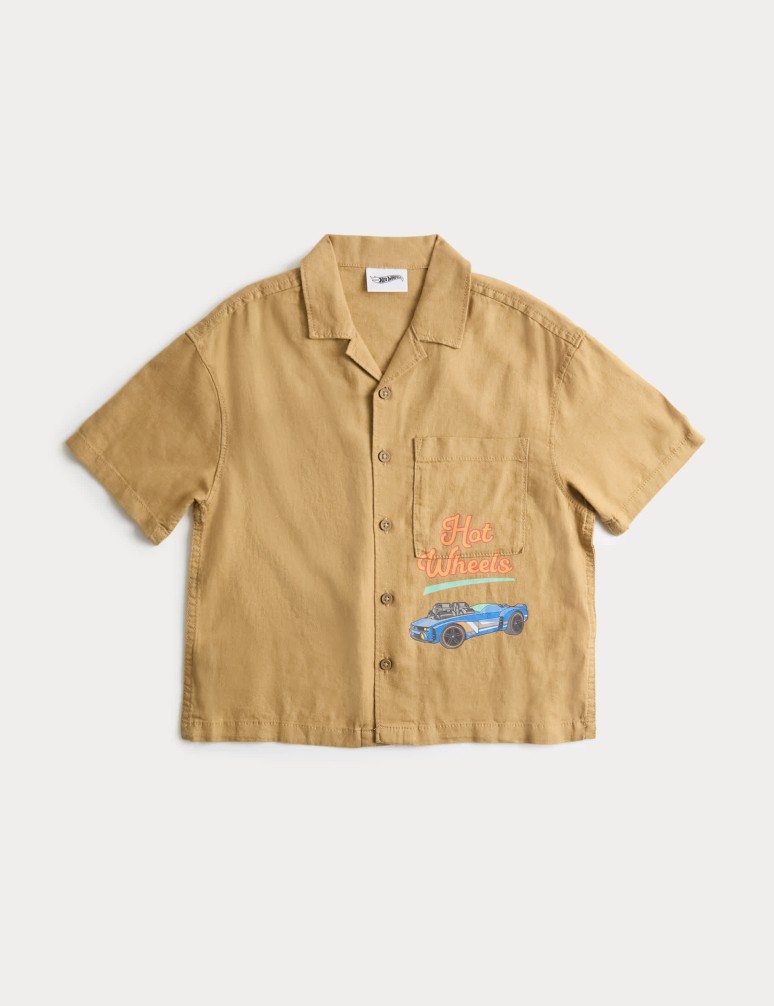 Linen Rich Hot Wheels™ Graphic Shirt (2-8 Yrs)