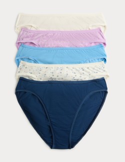 5pk Cotton Lycra™ High Leg Knickers