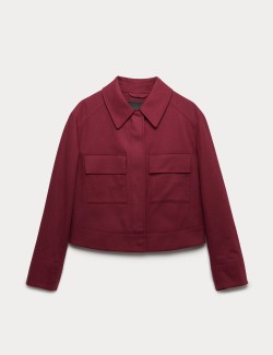 Linen Blend Cropped Utility Jacket